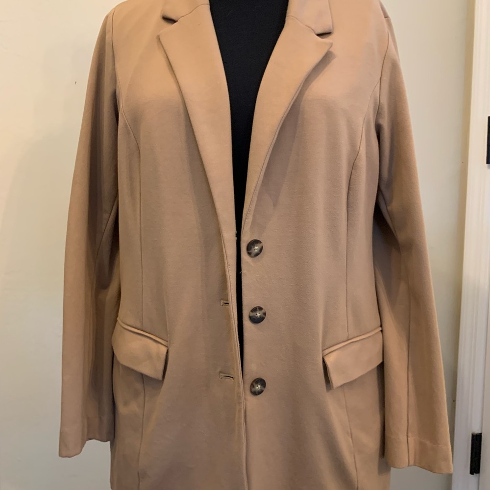 J. Jill Classic Tan Ponte Soft Knit Women's Blazer - Picture 3 of 14